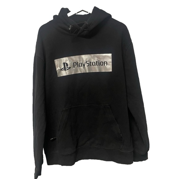 H&M Other - PlayStation x H&M Hoodie Mens XL Black Silver Japanese Graphic Zip Pocket GBL